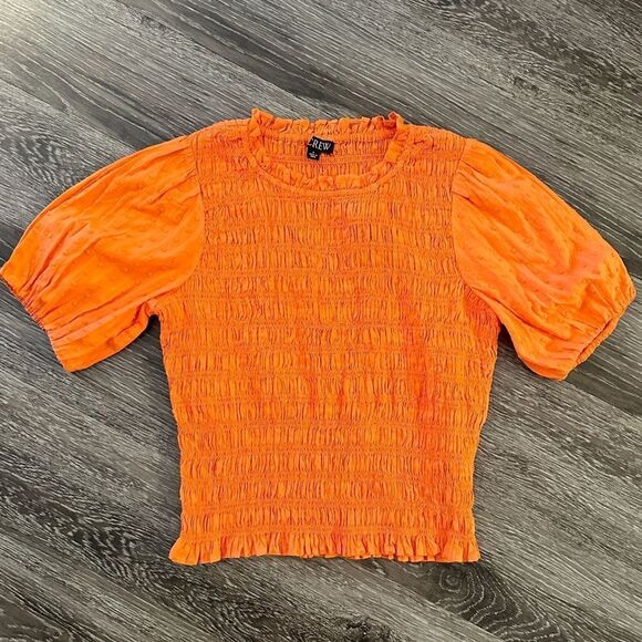 J. Crew Puff-sleeve textured voile smocked top New - Picture 1 of 8